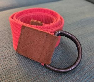 Red Canvas Belt with Brown Accents